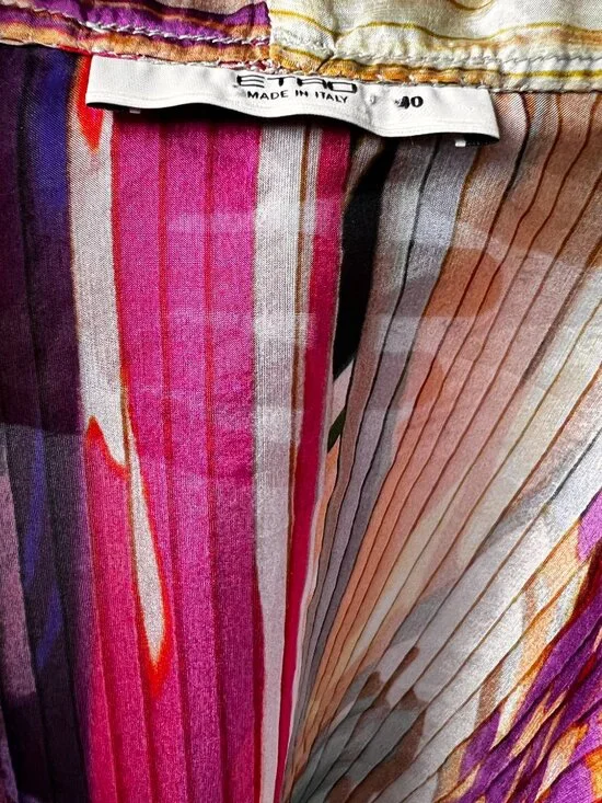 ETRO 100% Silk Multicolor Abstract Striped Wrap Blouse with Scarf/Tie Sz 8 LNWOT - Picture 10 of 10